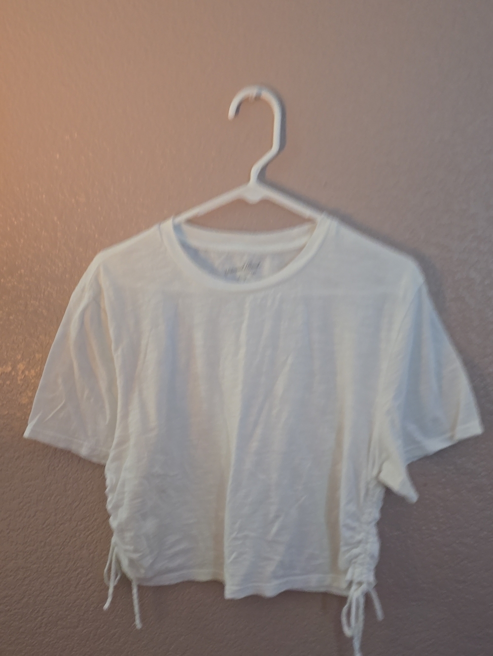Universal Thread White Short Sleeve Crop Tee with Side Drawstrings